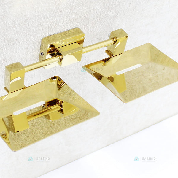Bassino Stainless Steel Bathroom Soap Holder/Soap Stand/Soap Dish for Batroom/Bathroom Accessories (Gold Finish) (Double SOAP Dish) – Made in India