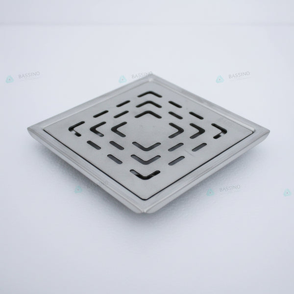 BASSINO 304 Grade Stainless Steel Floor Drain/Jali Square Plain Design with Trap