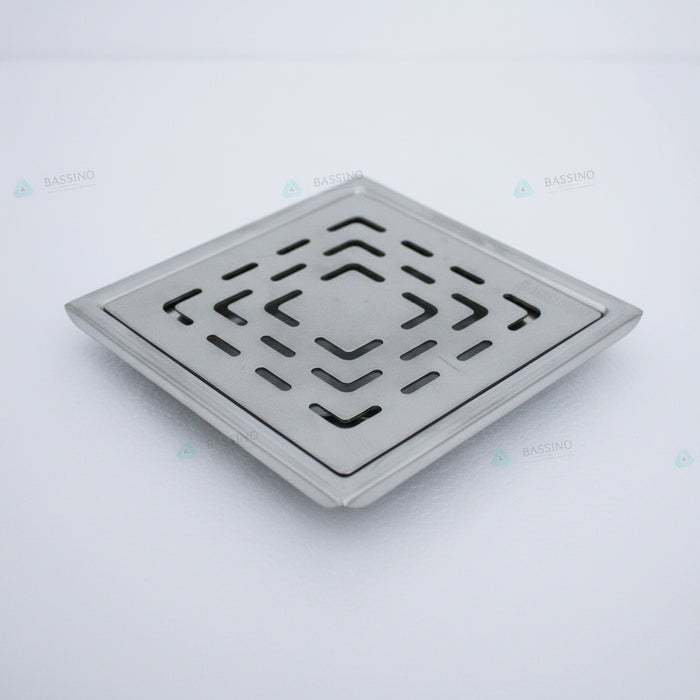 BASSINO 304 Grade Stainless Steel Floor Drain/Jali Square Plain Design with Trap