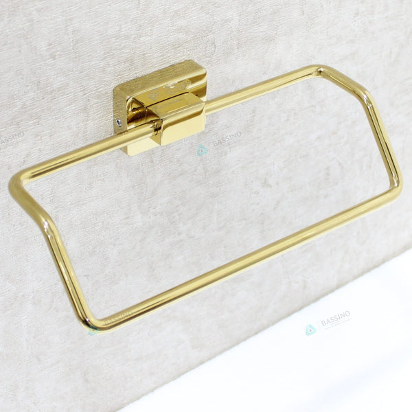 Bassino Stainless Steel Bathroom Soap Holder/Soap Stand/Soap Dish for Batroom/Bathroom Accessories (Gold Finish) (NEPKIN Ring) – Made in India