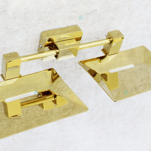 Bassino Stainless Steel Bathroom Soap Holder/Soap Stand/Soap Dish for Batroom/Bathroom Accessories (Gold Finish) (Double SOAP Dish) – Made in India