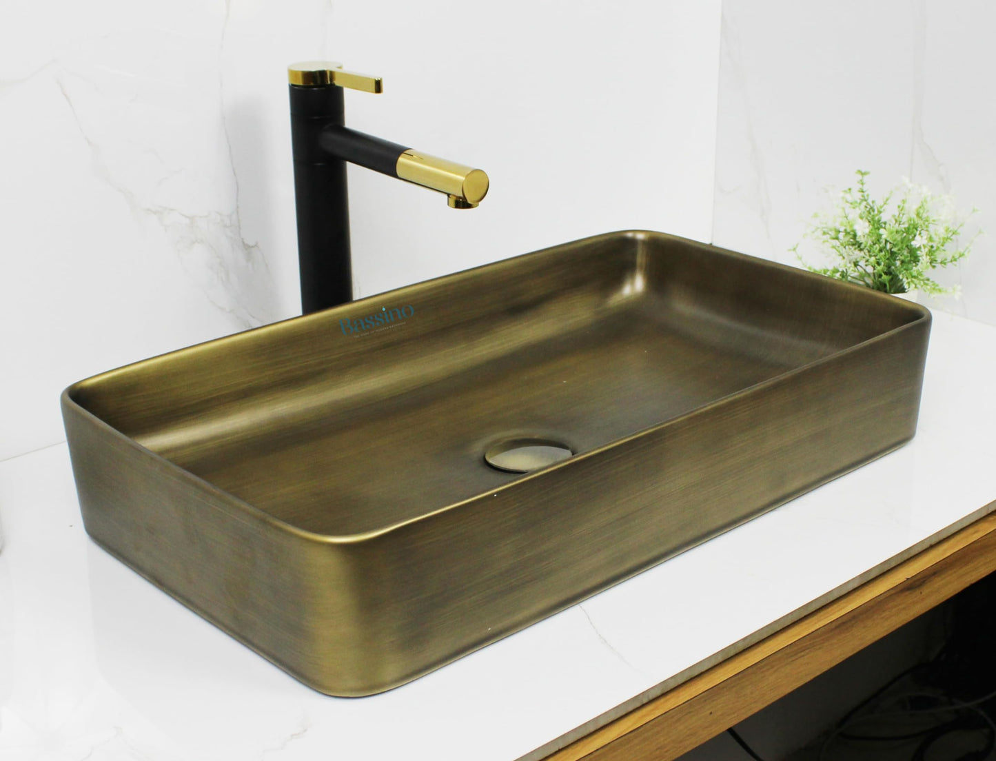 MOST Art Wash Basin Counter top, Tabletop Ceramic Bathroom Sink/Basin (600 x 350 x 110 mm) (Brown Copper Matt finish)