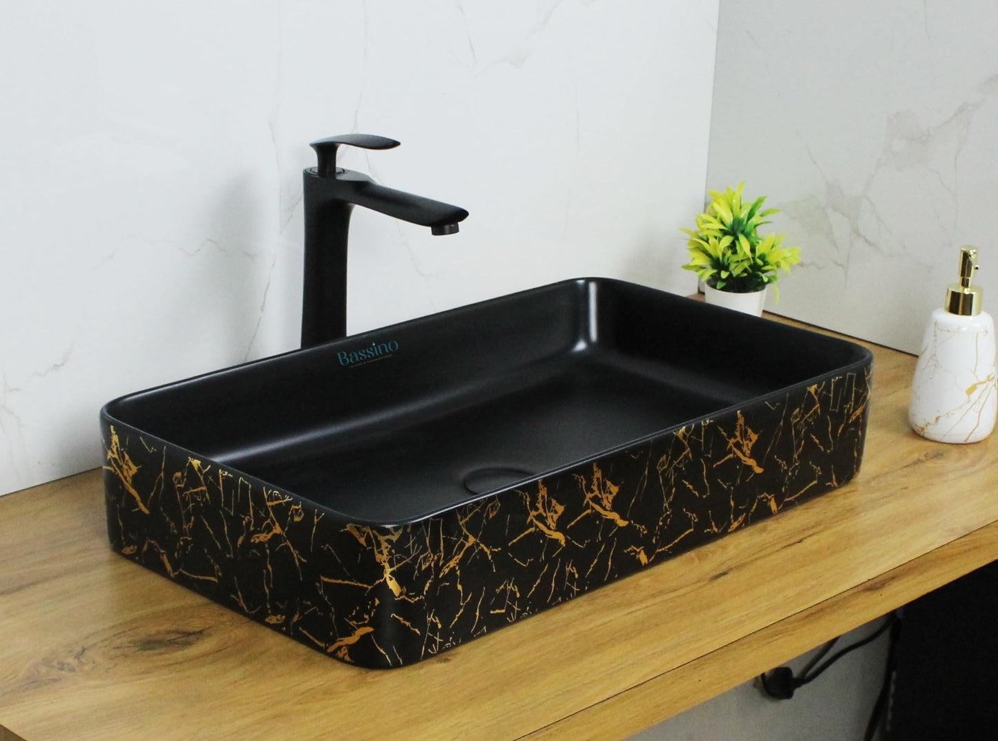 MOST Art Wash Basin Counter top, Tabletop Ceramic Bathroom Sink/Basin (600 x 350 x 110 mm) (Black Matt finish)