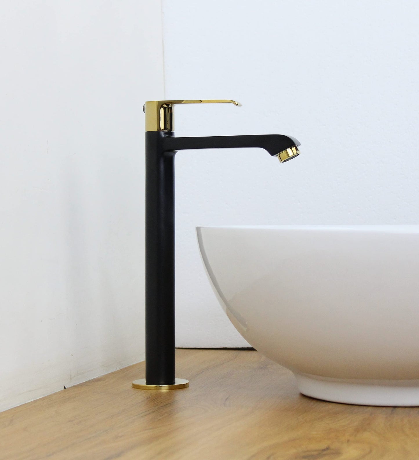 BASSINO Stylish Bathroom Basin faucets/Pillar Cock tap 12 inch Brass tap for Counter top/Table top Basin (Primo Series, Black Gold)