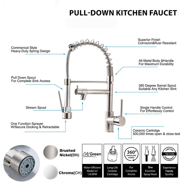 Premium Brass Hot & Cold Kitchen Mixer Tap, Chrome Finish, Standard Size (BTT-2003)