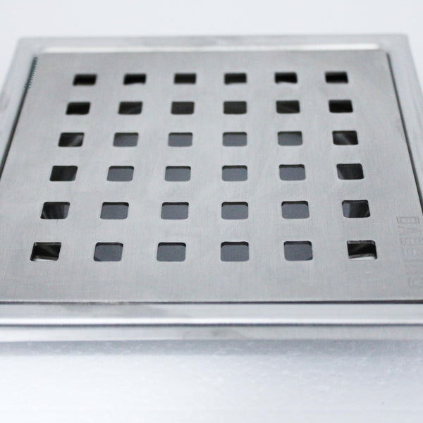 BASSINO 304 Grade Stainless Steel Floor Drain/Jali Square Plain Design with Trap