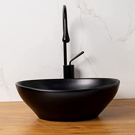 BASSINO Art Wash Basin Countertop, Tabletop Ceramic Bathroom Sink/Basin (410x340x145mm)