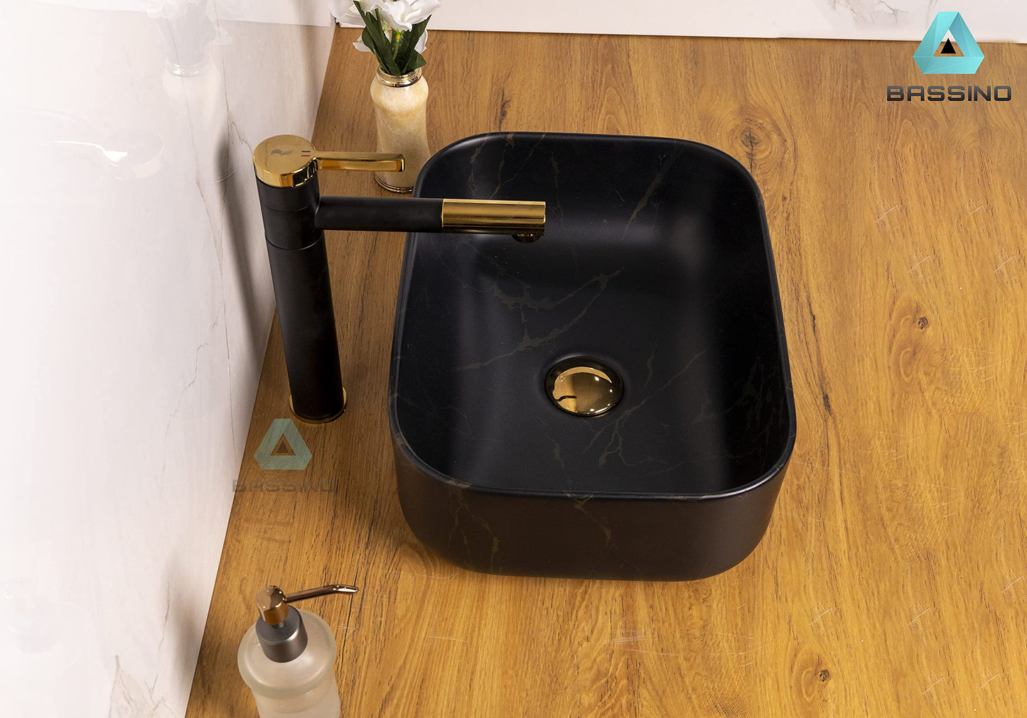 BASSINO Art Wash Basin Countertop, Tabletop Ceramic Bathroom Sink/Basin (400x300x140mm) (ZX_014)