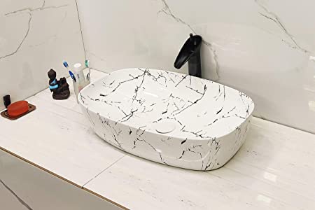 BASSINO Art Wash Basin Countertop, Tabletop Ceramic Bathroom Sink/Basin  600x380x140mm