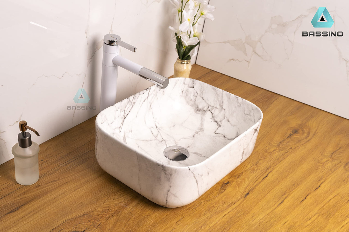 BASSINO Art Wash Basin Countertop, Tabletop Ceramic Bathroom Sink/Basin (400x300x140mm) (ZX_016)