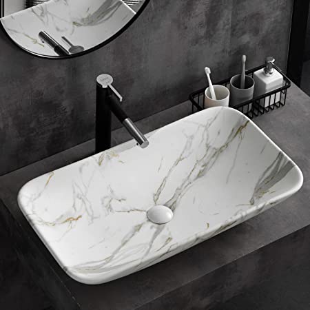 BASSINO Art Wash Basin Countertop, Tabletop Ceramic Bathroom Sink/Basin  (700X400X145MM)