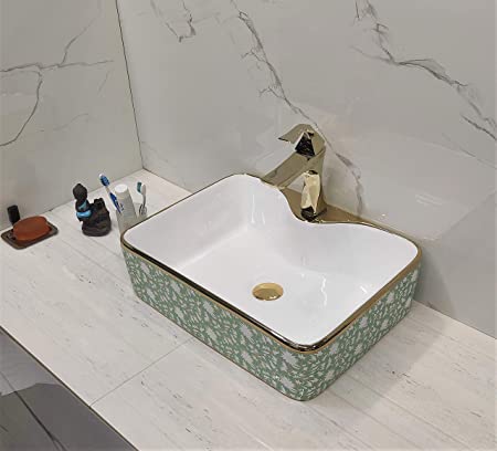 BASSINO Art Wash Basin Countertop, Tabletop Ceramic Bathroom Sink/Basin (480x370x135mm)