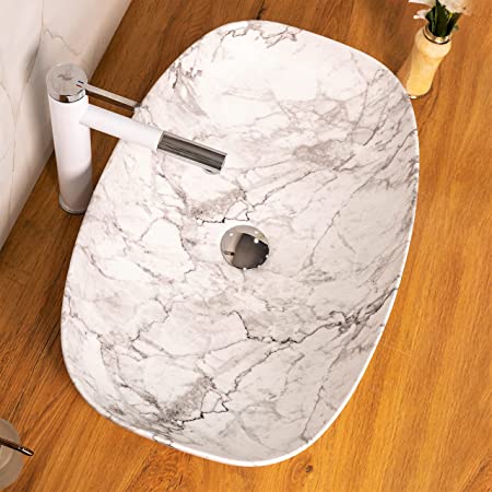 BASSINO Art Wash Basin Countertop, Tabletop Ceramic Bathroom Sink/Basin (600x380x140mm)