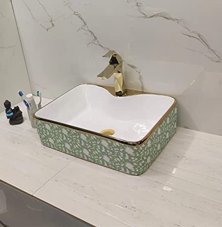 BASSINO Art Wash Basin Countertop, Tabletop Ceramic Bathroom Sink/Basin (480x370x135mm)