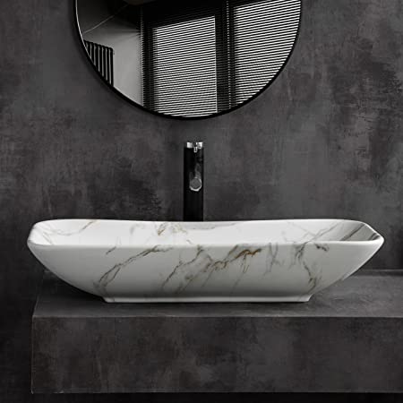 BASSINO Art Wash Basin Countertop, Tabletop Ceramic Bathroom Sink/Basin  (700X400X145MM)