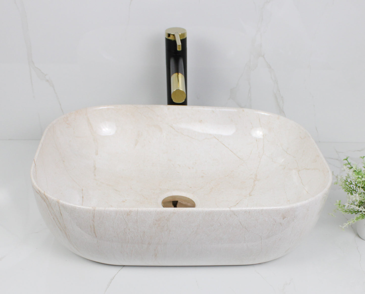 BASSINO Art Wash Basin Countertop, Tabletop Ceramic Matt finish Bathroom Sink/Basin(500x 395 x 145mm )