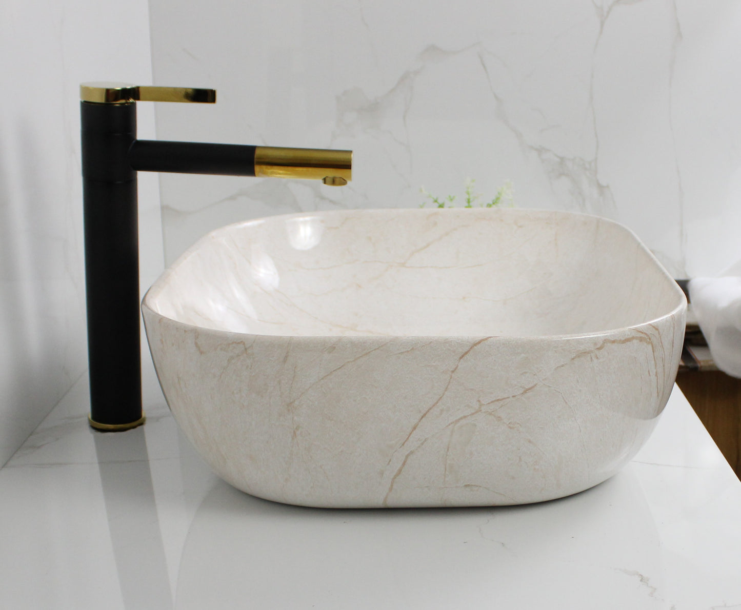 BASSINO Art Wash Basin Countertop, Tabletop Ceramic Matt finish Bathroom Sink/Basin(500x 395 x 145mm )