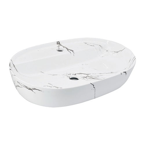 BASSINO Ceramic Wash Basin Countertop Tabletop Bathroom Sink Wash Basin( 600x 425 x 150mm)GLOSSY MARBLE