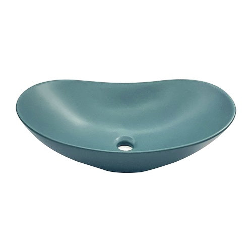 BASSINO Ceramic Wash Basin Countertop Tabletop Bathroom Sink Wash Basin( 640x 370 x 155mm)FULL MATT AQUA COLOR