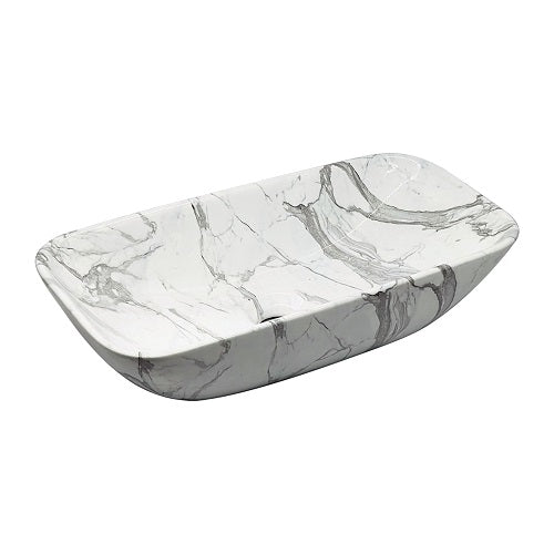 BASSINO Ceramic Wash Basin Countertop Tabletop Bathroom Sink Wash Basin( 470x 240 x 120mm)GLOSSY MARBLE