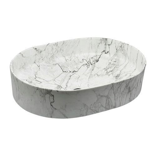 BASSINO Ceramic Wash Basin Countertop Tabletop Bathroom Sink Wash Basin( 500x 370 x 135mm)MATT MARBLE