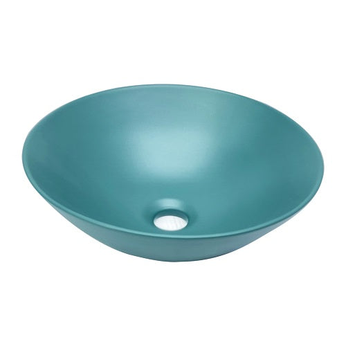 BASSINO Ceramic Wash Basin Countertop Tabletop Bathroom Sink Wash Basin( 395x 395 x 125mm)FULL MATT AQUA GREEN