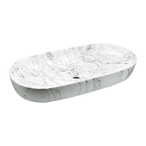 BASSINO Ceramic Wash Basin Countertop Tabletop Bathroom Sink Wash Basin( 815x 415 x 135mm)MATT MARBLE