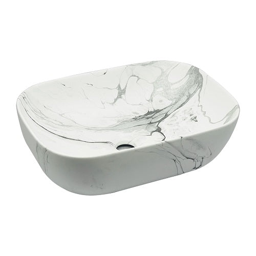 BASSINO Ceramic Wash Basin Countertop Tabletop Bathroom Sink Wash Basin( 455x 325 x 135mm)MATT MARBLE