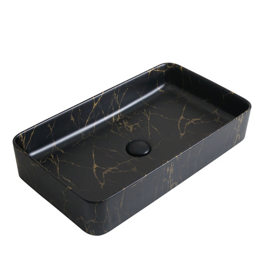 BASSINO Ceramic Wash Basin Countertop Tabletop Bathroom Sink Wash Basin( 600x 345 x 105mm)MATT MARBLE