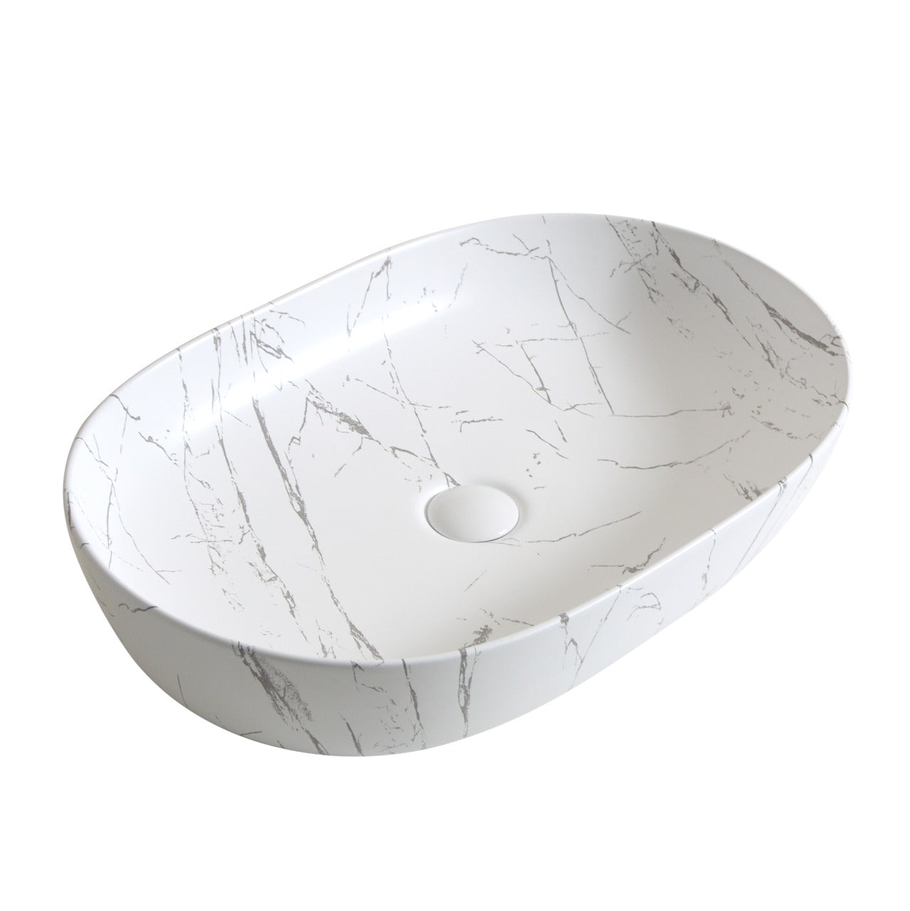 BASSINO Ceramic Wash Basin Countertop Tabletop Bathroom Sink Wash Basin( 610x 410 x 135mm)MATT MARBLE