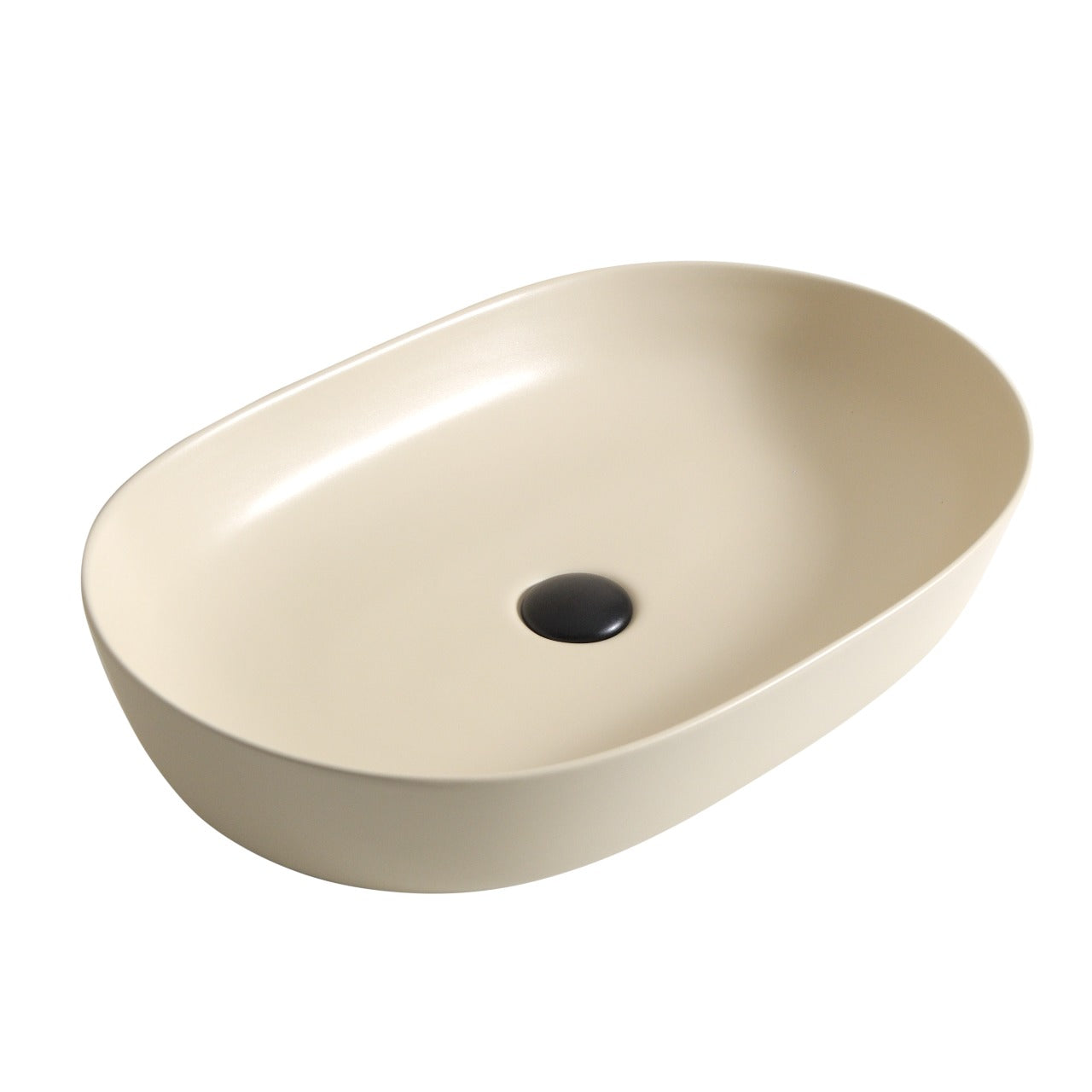 BASSINO Ceramic Wash Basin Countertop Tabletop Bathroom Sink Wash Basin( 610x 410 x 135mm)MATT KHAKHI HIGH TEMPERATURE