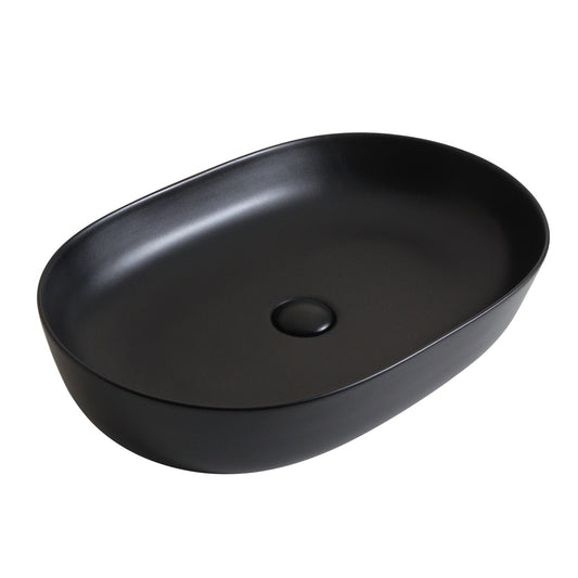 BASSINO Ceramic Wash Basin Countertop Tabletop Bathroom Sink Wash Basin( 610x 410 x 135mm) MATT BLACK HIGH TEMPERATURE