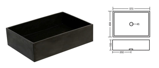 Basin Countertop, Tabletop Concrete Matt finish Bathroom Sink/Basin(575 x 404 x 155mm)