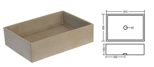 Basin Countertop, Tabletop Concrete Matt finish Bathroom Sink/Basin(573 x 404 x 155mm)