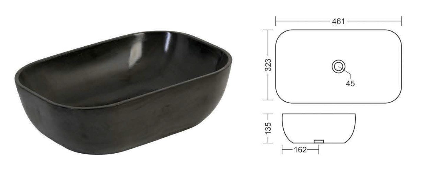 Basin Countertop, Tabletop Concrete Matt finish Bathroom Sink/Basin(480 x 340 x 110mm)