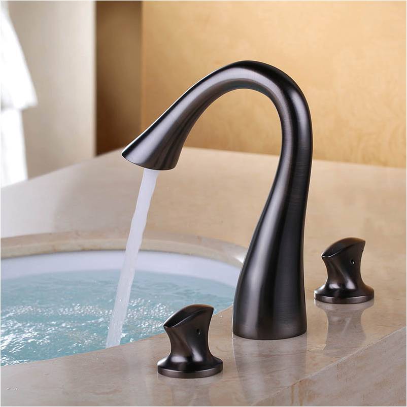 BASSINO Brass Bathroom Sink Wash Basin Mixer Tap Single Handle Hot & Cold Waterfall Lavatory Sink Faucet for Living Room & Bathrooms (BLACK)