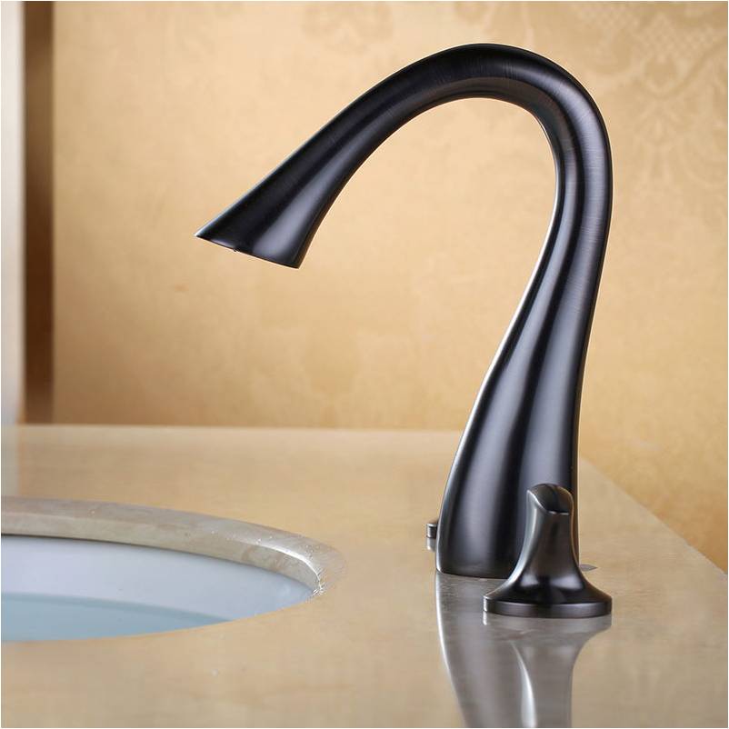 BASSINO Brass Bathroom Sink Wash Basin Mixer Tap Single Handle Hot & Cold Waterfall Lavatory Sink Faucet for Living Room & Bathrooms (BLACK)