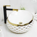White and gold Oval Shape Counter Top Wash Basin
