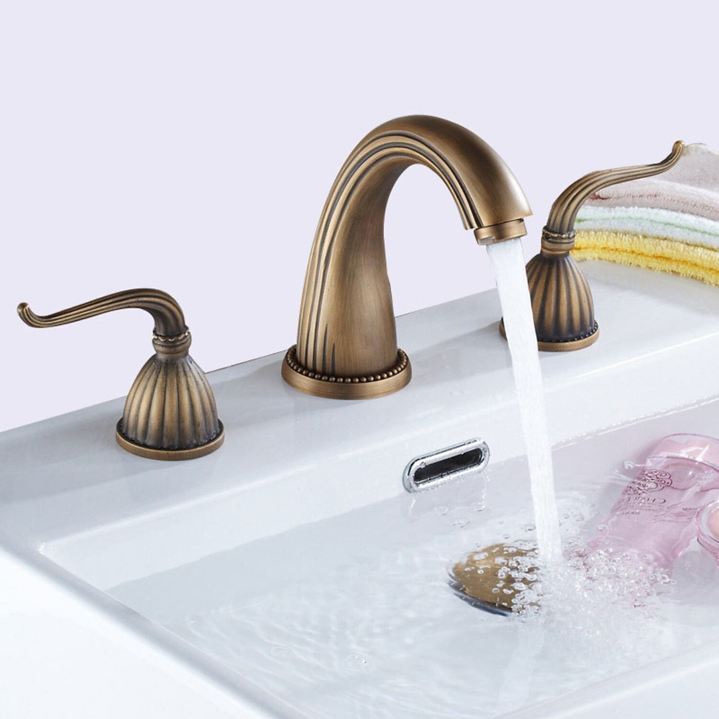 BASSINO Brass Bathroom Sink Wash Basin Mixer Tap Single Handle Hot & Cold Waterfall Lavatory Sink Faucet for Living Room & Bathrooms